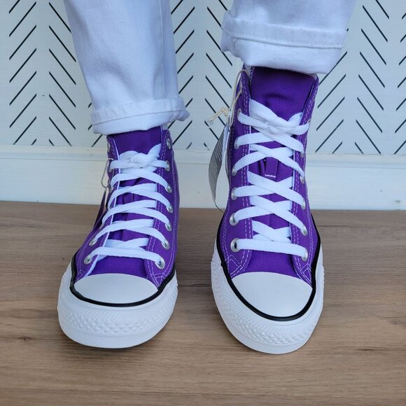 Converse Chuck Taylor All Star High Women’s 7.5 Electric Purple Sneakers 134833F - Picture 5 of 12